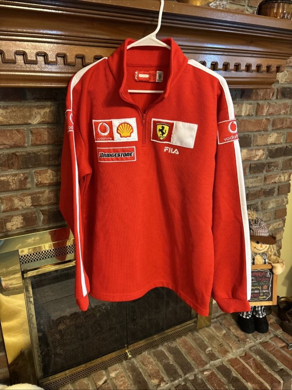 Fila Ferrari Red Thermal Quarter Zip Size Large Vintage Made In Italy